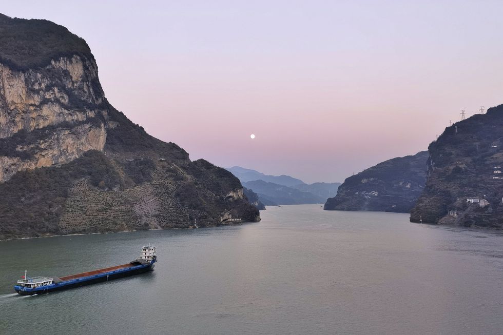 A wider view of the "Puppy Mountain" overlooking the Yangtze River in China.