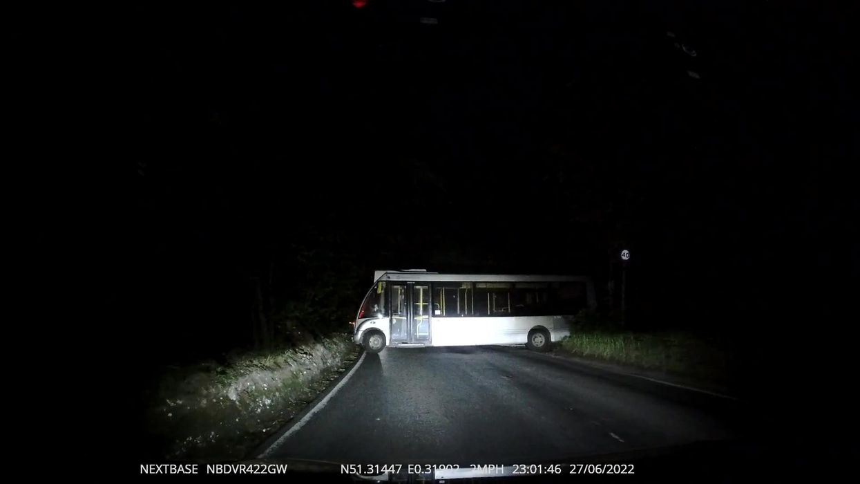 Mystery over abandoned bus found in the middle of country road