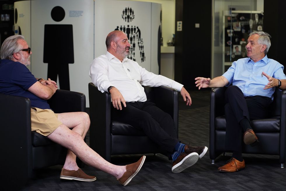 Actor Ray Winstone, city trader Gary Pettit and former Charlton Athletic CEO Peter Varney discuss friendship and prostate cancer in a new film The Sit Down for Prostate Cancer UK (Prostate Cancer UK/PA)