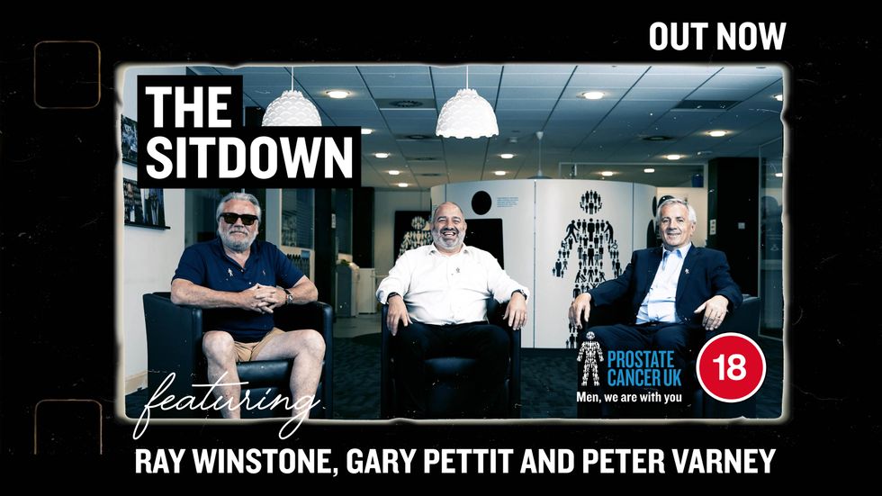 Actor Ray Winstone, city trader Gary Pettit and former Charlton Athletic CEO Peter Varney discuss friendship and prostate cancer in a new film The Sit Down for Prostate Cancer UK (Prostate Cancer UK/PA)