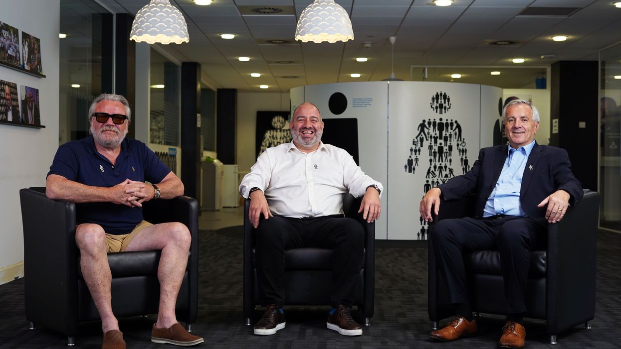 Actor Ray Winstone, city trader Gary Pettit and former Charlton Athletic chief executive Peter Varney (Prostate Cancer UK/PA)
