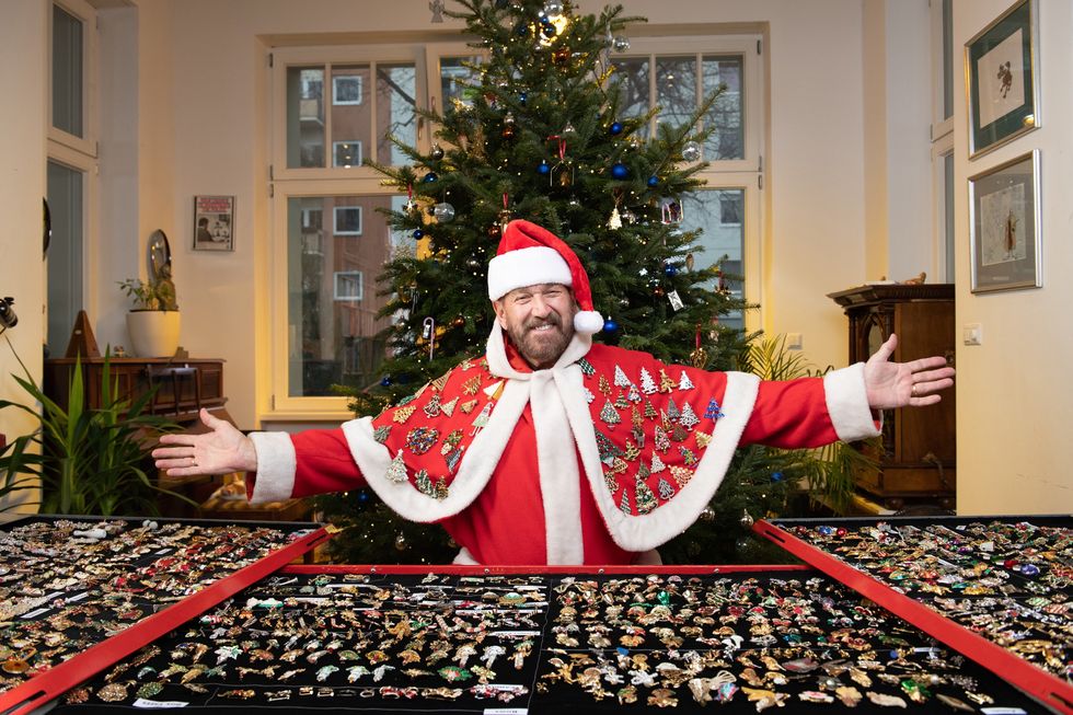 Adam Wide has almost 8,000 Christmas broaches (Smallfish Productions/Guinness World Records)