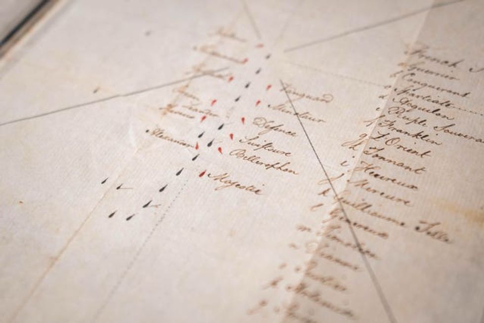 Admiral Horatio Nelson handwritten battle chart