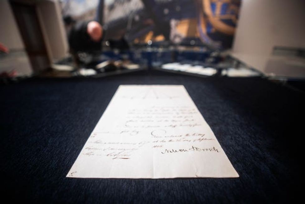 Admiral Horatio Nelson letter lying on a table
