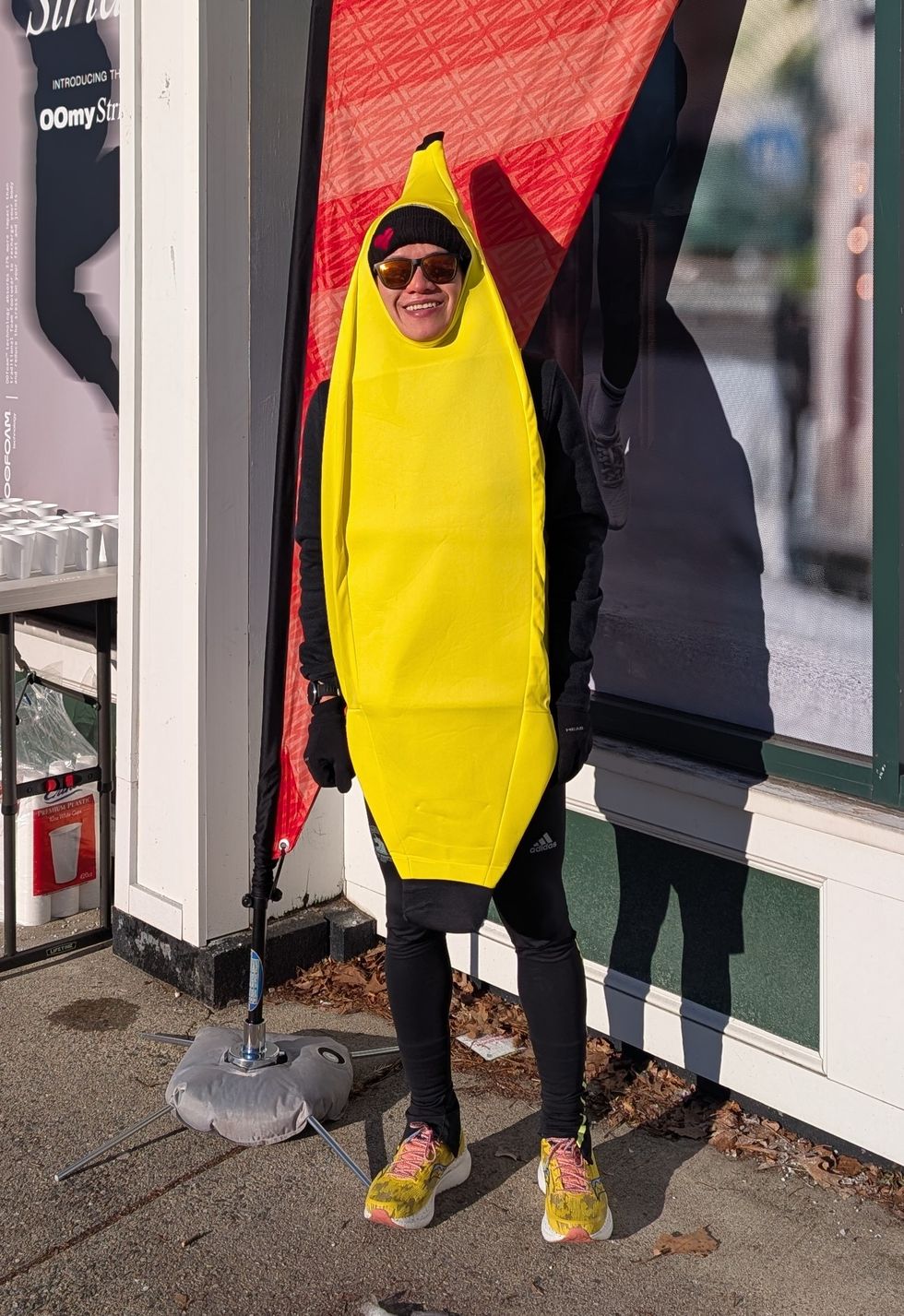 Adrian Wong in a banana suit and running kit