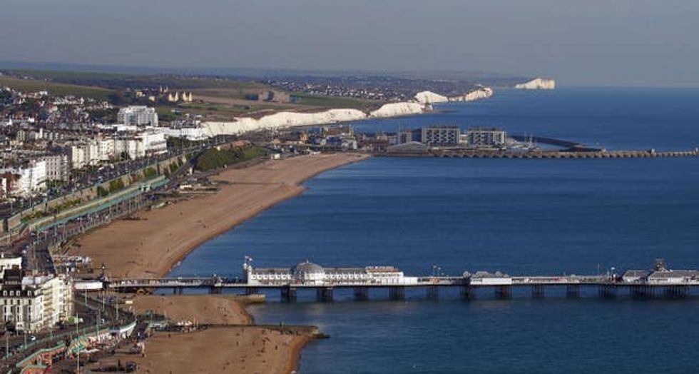 Aerial view of Brighton and the beach