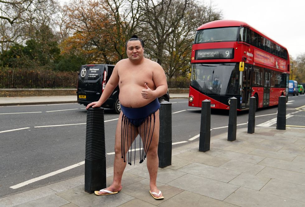 Sumo wrestlers spotted sightseeing in London ahead of professional tournament