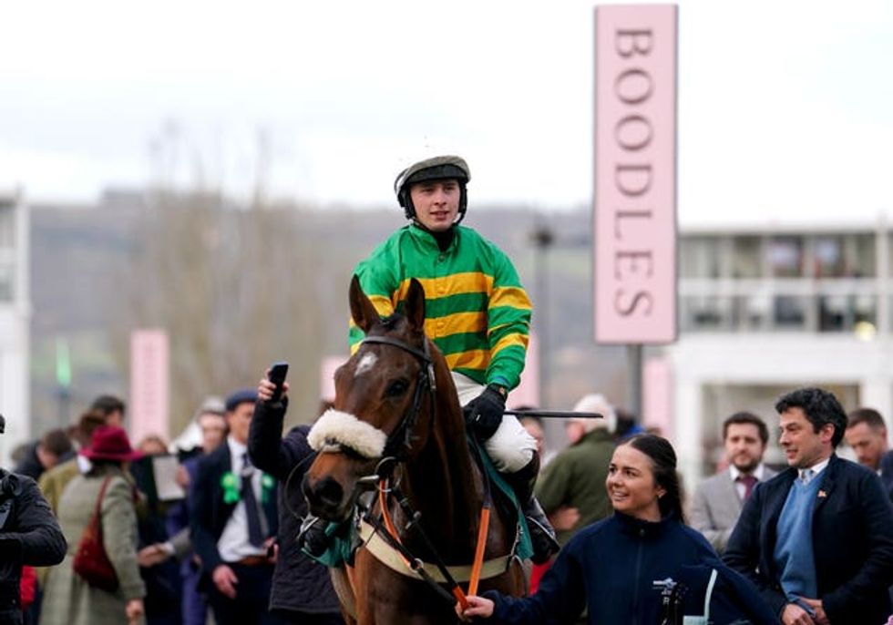 Aidan Kelly on Iroko after winning at Cheltenham in 2023