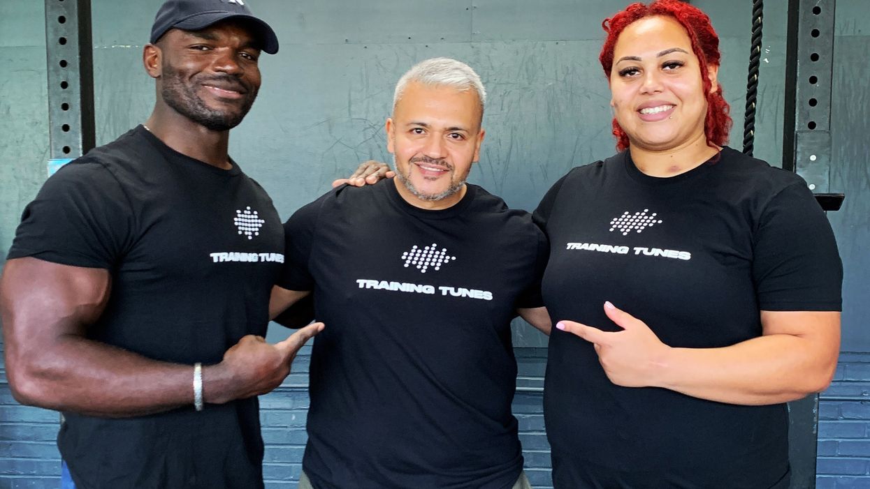 Alain Ngalani, Yazid Eid and Emily Campbell support Training Tunes (Training Tunes/PA)