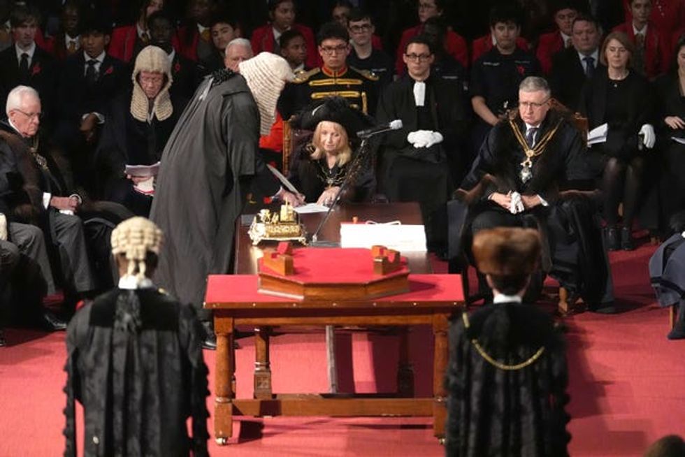 Alderwoman Dame Susan Langley is sworn in during the Silent Ceremony at the Great Hall of the Guildhall, the City of London