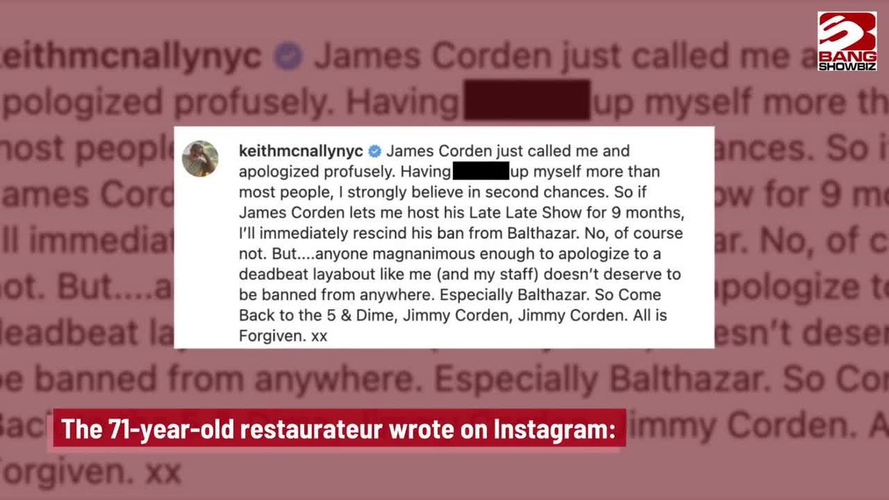 Restauranteur who banned James Corden says he now feels 'really sorry for him'