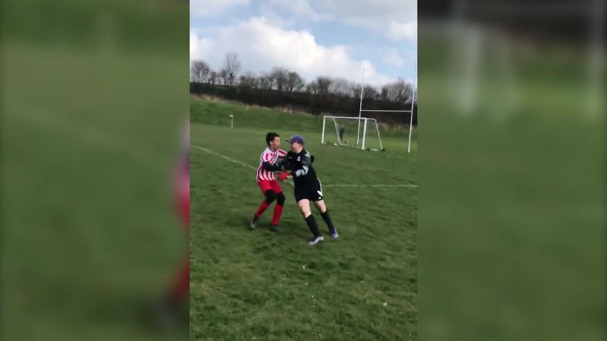 Amazing moment child goalkeeper scores last-minute winner from other end of pitch