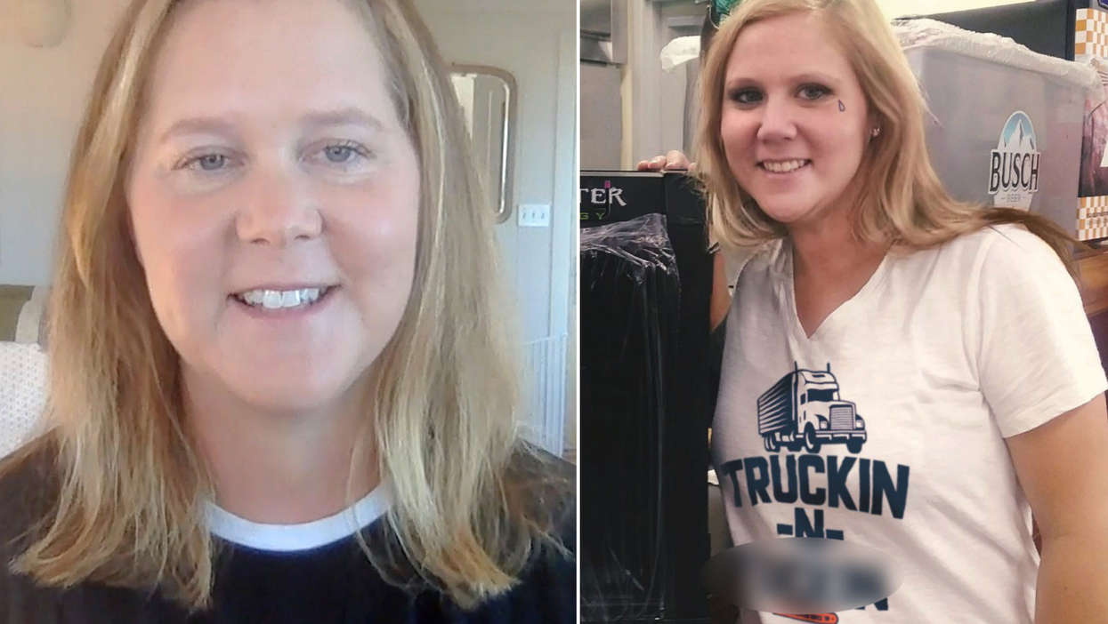 <p>Amy Schumer (left) and her doppelganger Amelia</p>