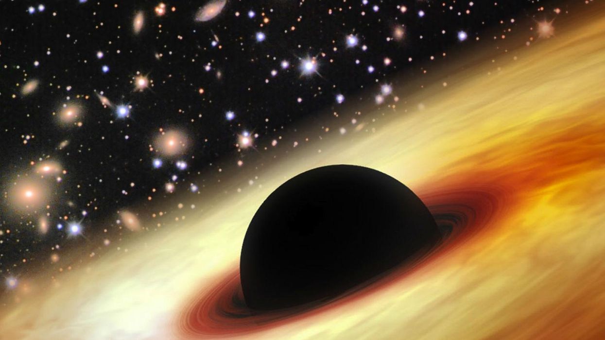An artist's impression of a super-massive black hole at the centre of a distant quasar