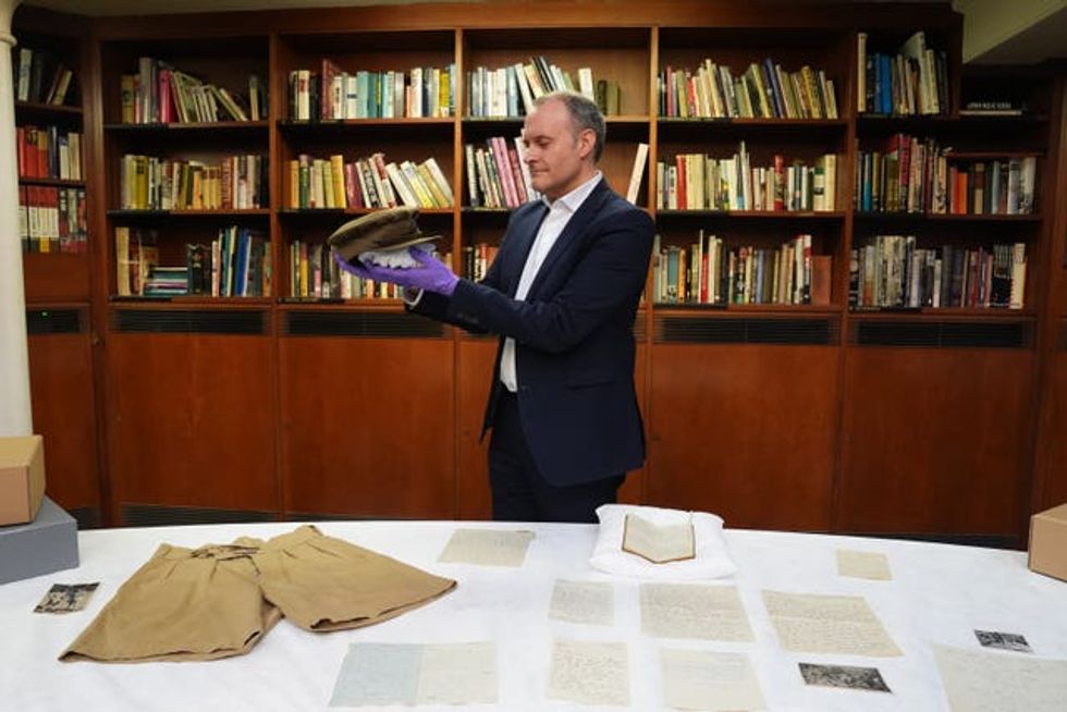 An Auxiliary Territorial Service hat worn by Dame Vera Lynn on display at the Imperial War Museum, London