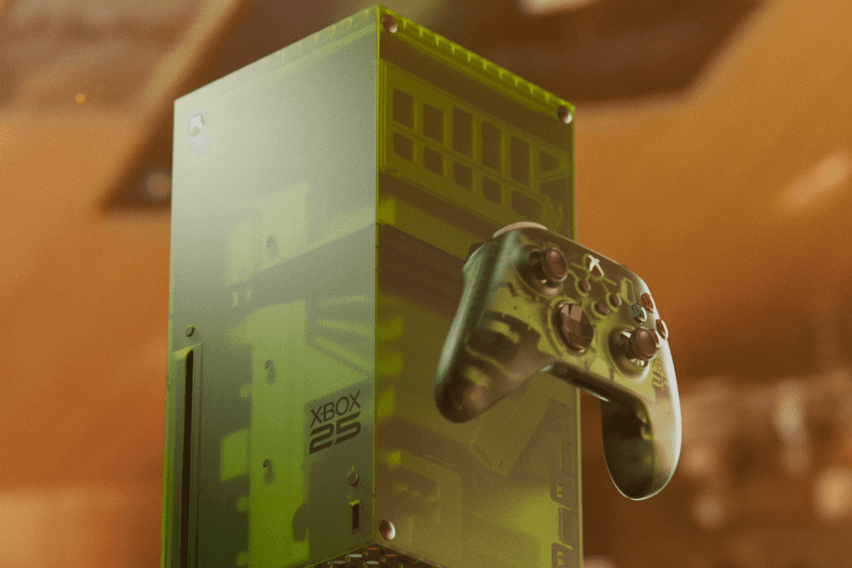 An illustration of the XBOX Series X25 limited edition console and controller