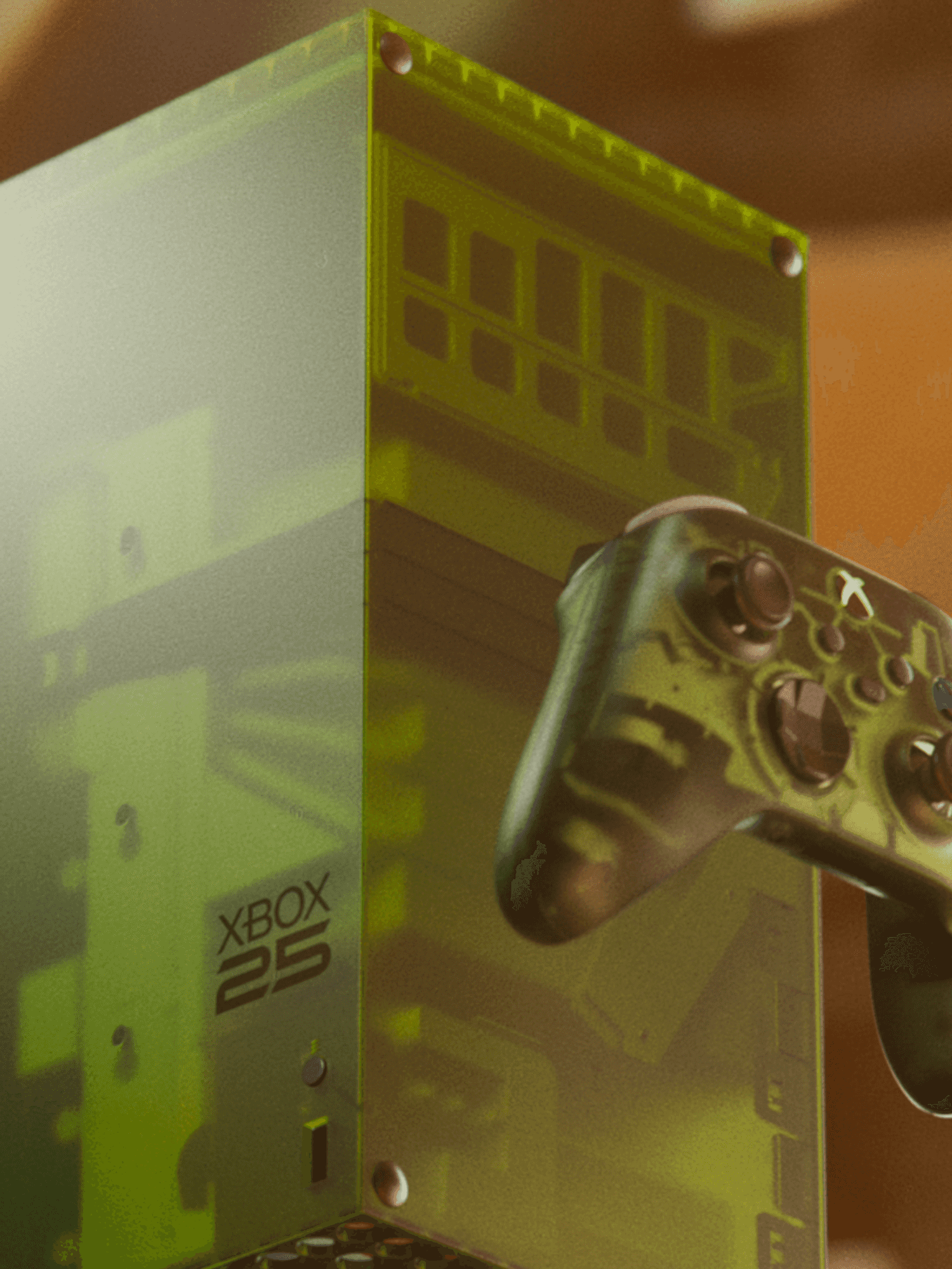 An illustration of the XBOX Series X25 limited edition console and controller