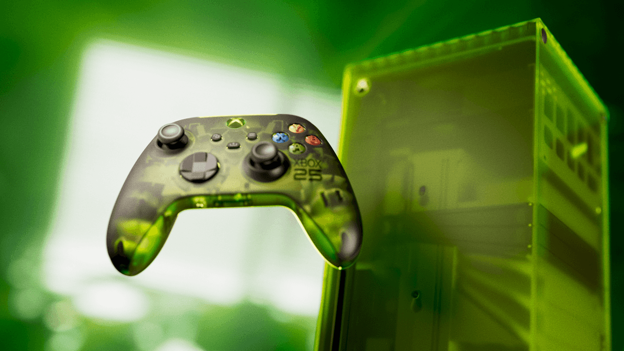 An illustrative image of the XBOX Series X25 limited edition anniversary console and controller