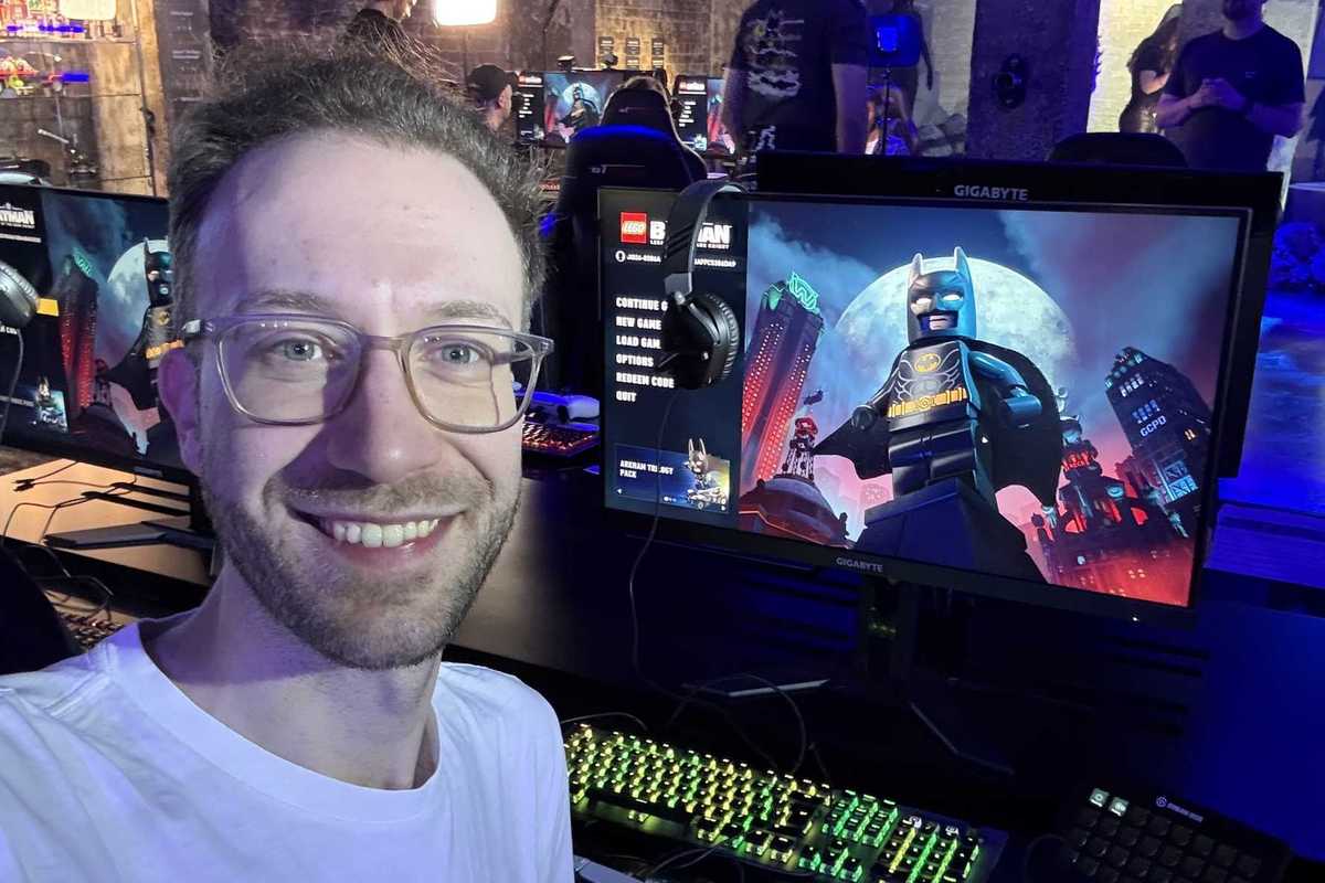 An image of Jake Brigstock at the LEGO Batman: Legacy of the Dark Knight preview event