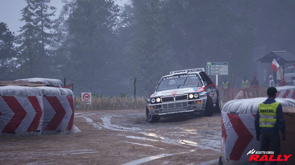 An image of the Lancia Delta Integrale racing in Wales in Assetto Corsa Rally