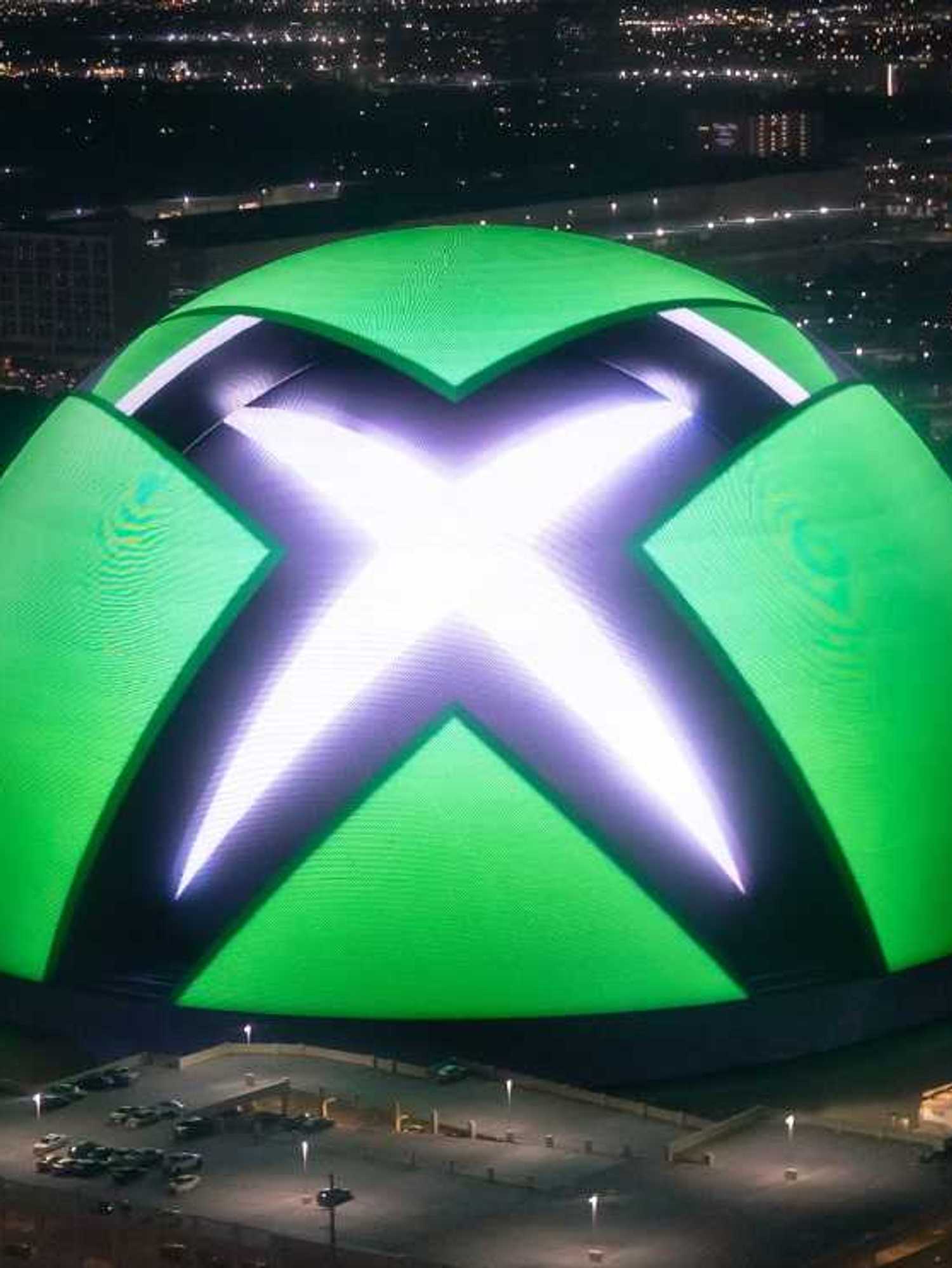 An image of the Xbox logo on the Las Vegas Sphere