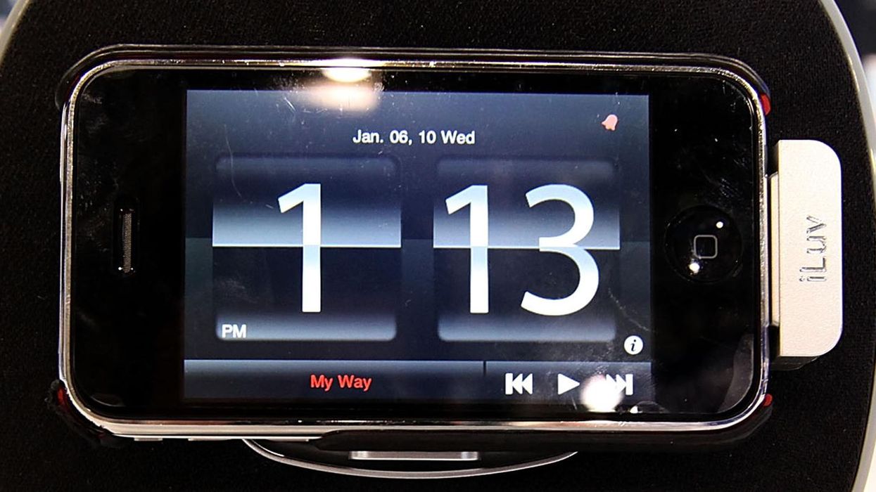 An iPhone clock telling the time