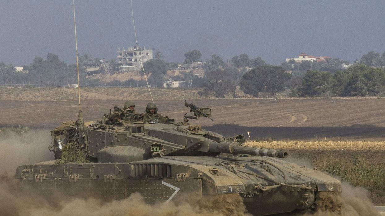 An Israeli tank on the border with Gaza last week