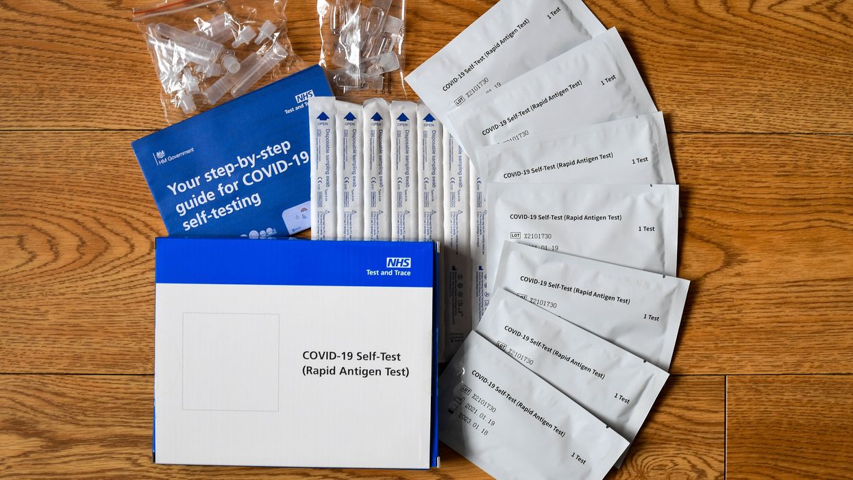 An NHS step-by-step Covid-19 Lateral Flow home test and trace kit