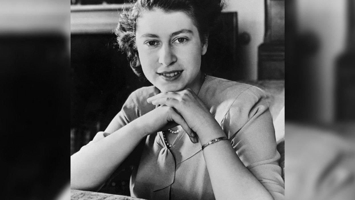 <p>An official portrait of the then Princess Elizabeth to mark her 21st birthday</p>