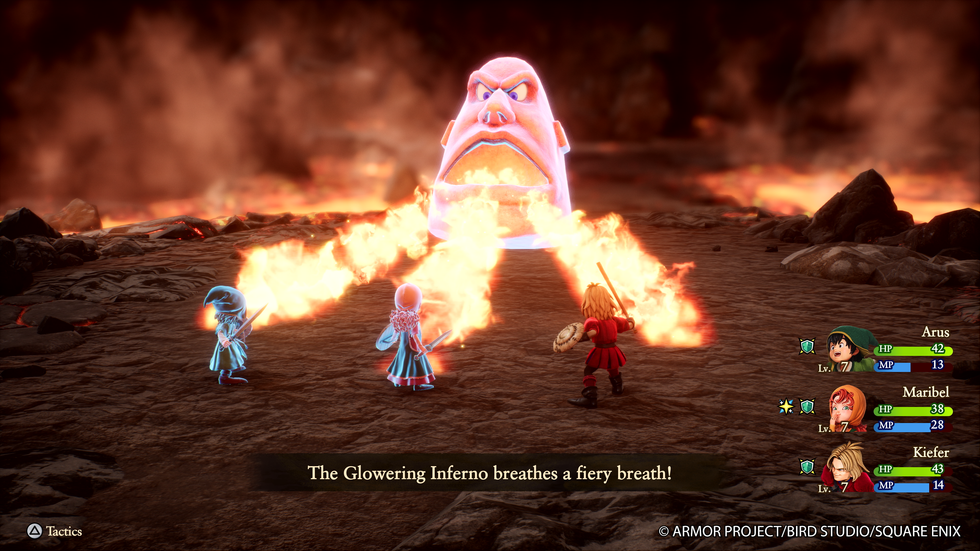 An official screenshot in Dragon Quest VII Reimagined of a boss battle