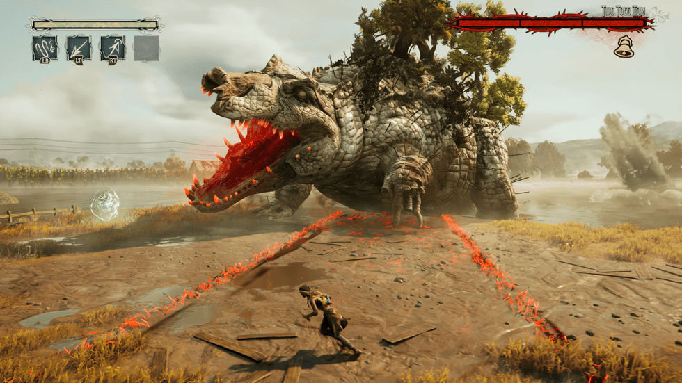 An official screenshot of a boss battle in South of Midnight