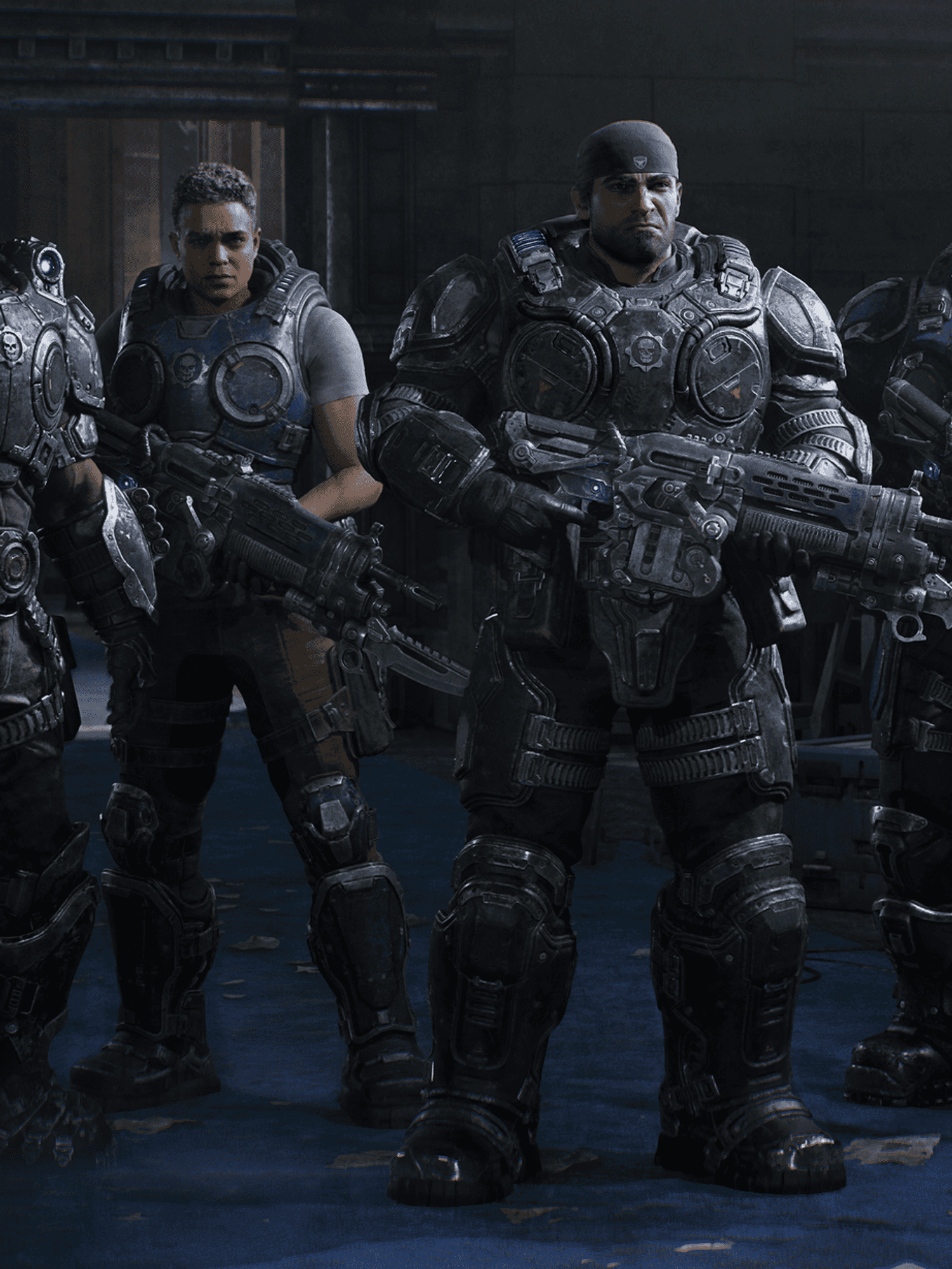 An official screenshot of Bravo squad from Gears of War E-Day