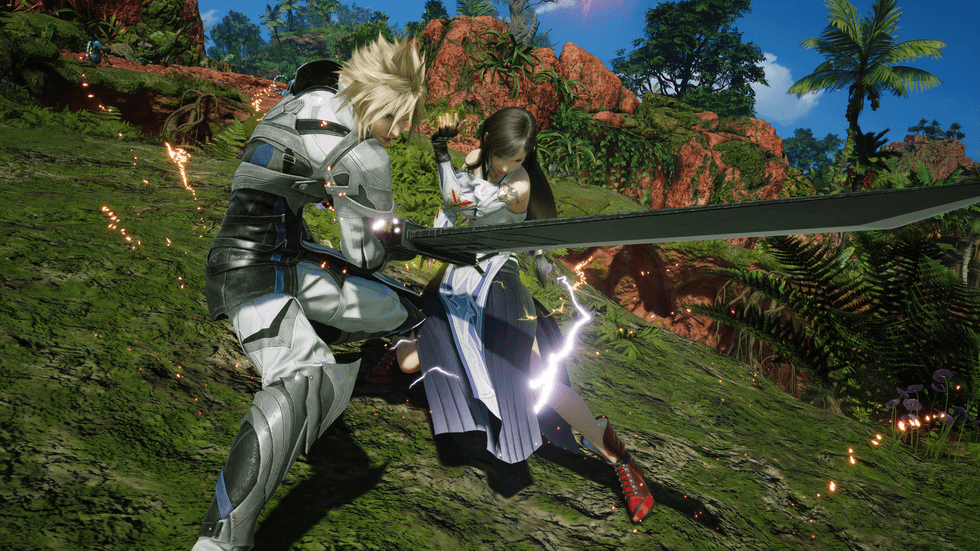 An official screenshot of Cloud and Tifa in Final Fantasy 7 Revelation