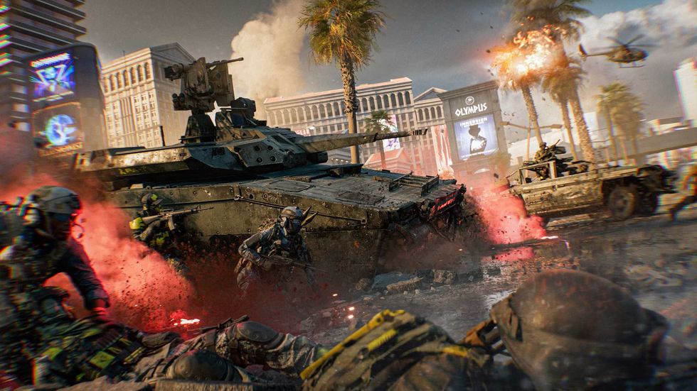 An official screenshot of combat in Battlefield 6 Season 5 map Vegas Strip