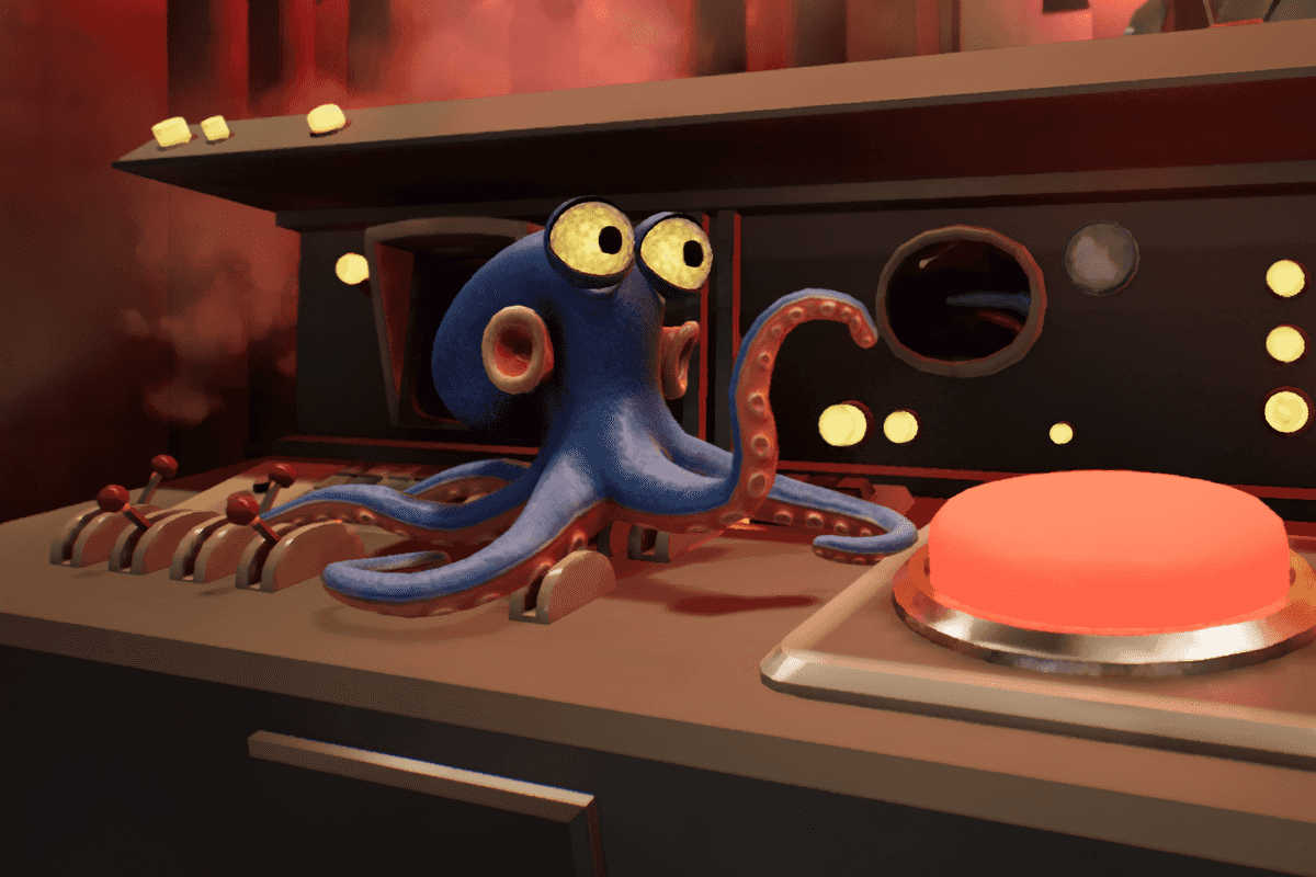 An official screenshot of Darwin the octopus in Darwin's Paradox!