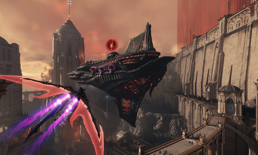 An official screenshot of Dragon gameplay in DOOM The Dark Ages