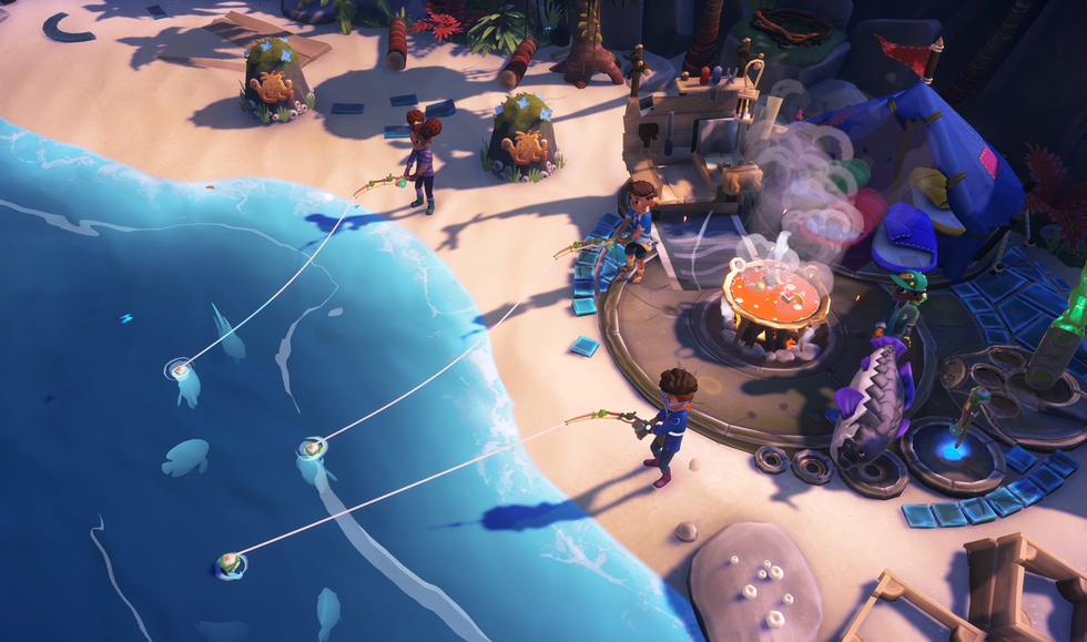 An official screenshot of fishing in Survival Kids