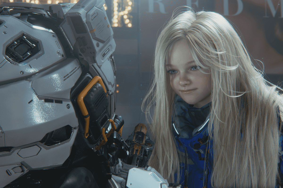 An official screenshot of Hugh and Diana in Pragmata