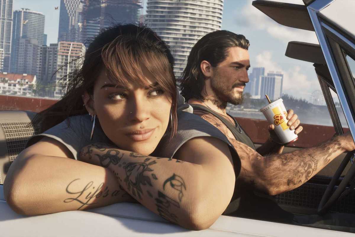 An official screenshot of Jason and Lucia in GTA 6
