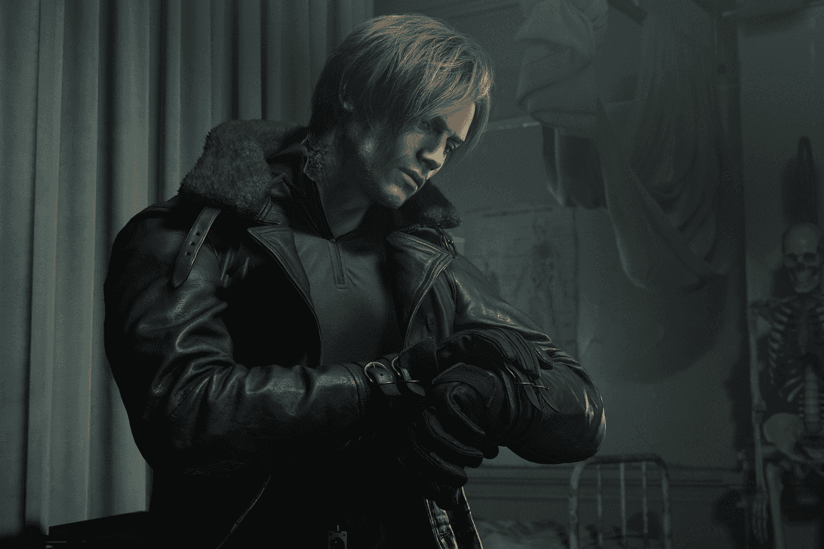 An official screenshot of Leon in Resident Evil Requiem