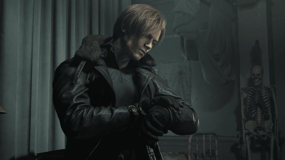 An official screenshot of Leon in Resident Evil Requiem