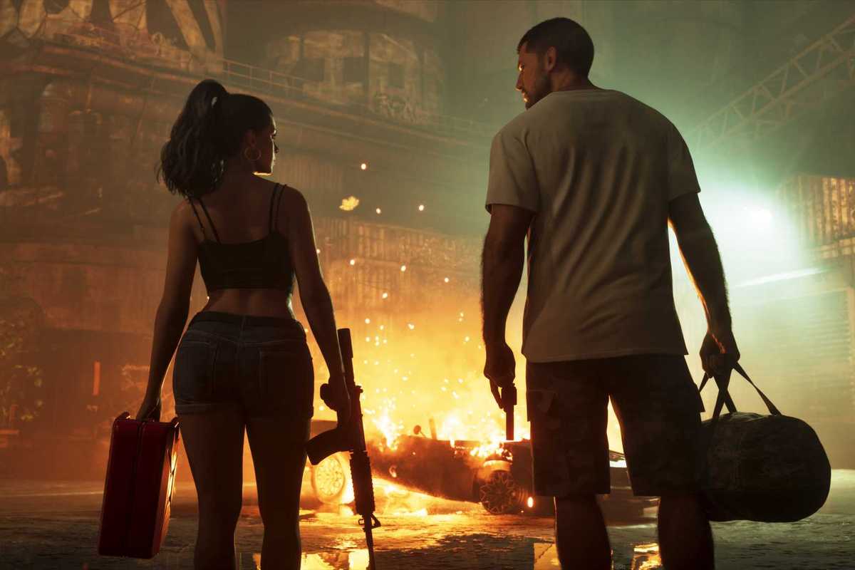 An official screenshot of Lucia and Jason from GTA 6