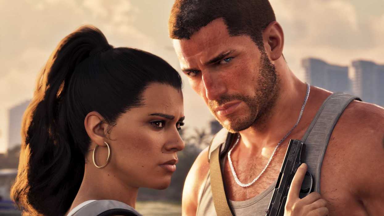 An official screenshot of Lucia Caminos and Jason Duval in GTA 6