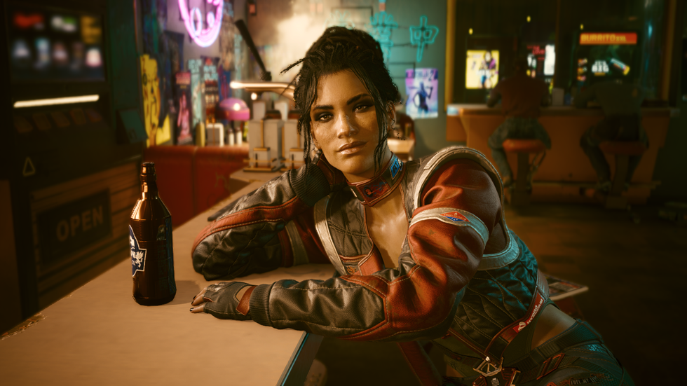 An official screenshot of Panam from Cyberpunk 2077