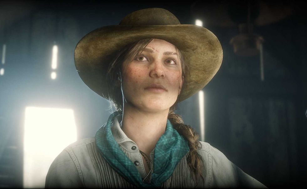 An official screenshot of Sadie in Red Dead Redemption 2