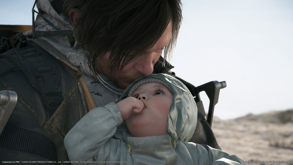 An official screenshot of Sam and Lou from Death Stranding 2 On the Beach