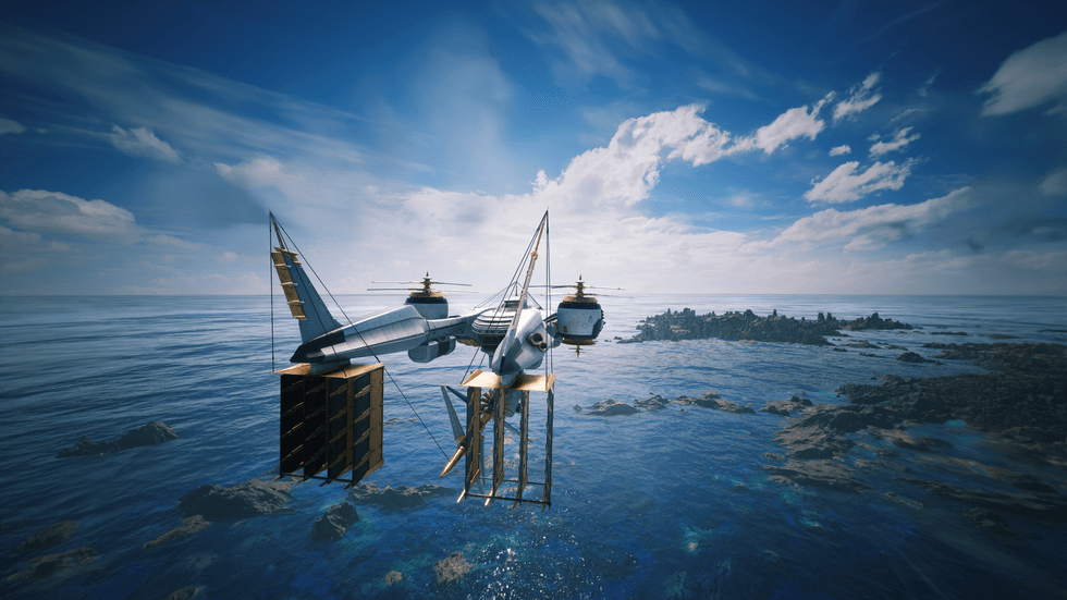 An official screenshot of the Highwind airship in Final Fantasy VII Revelation