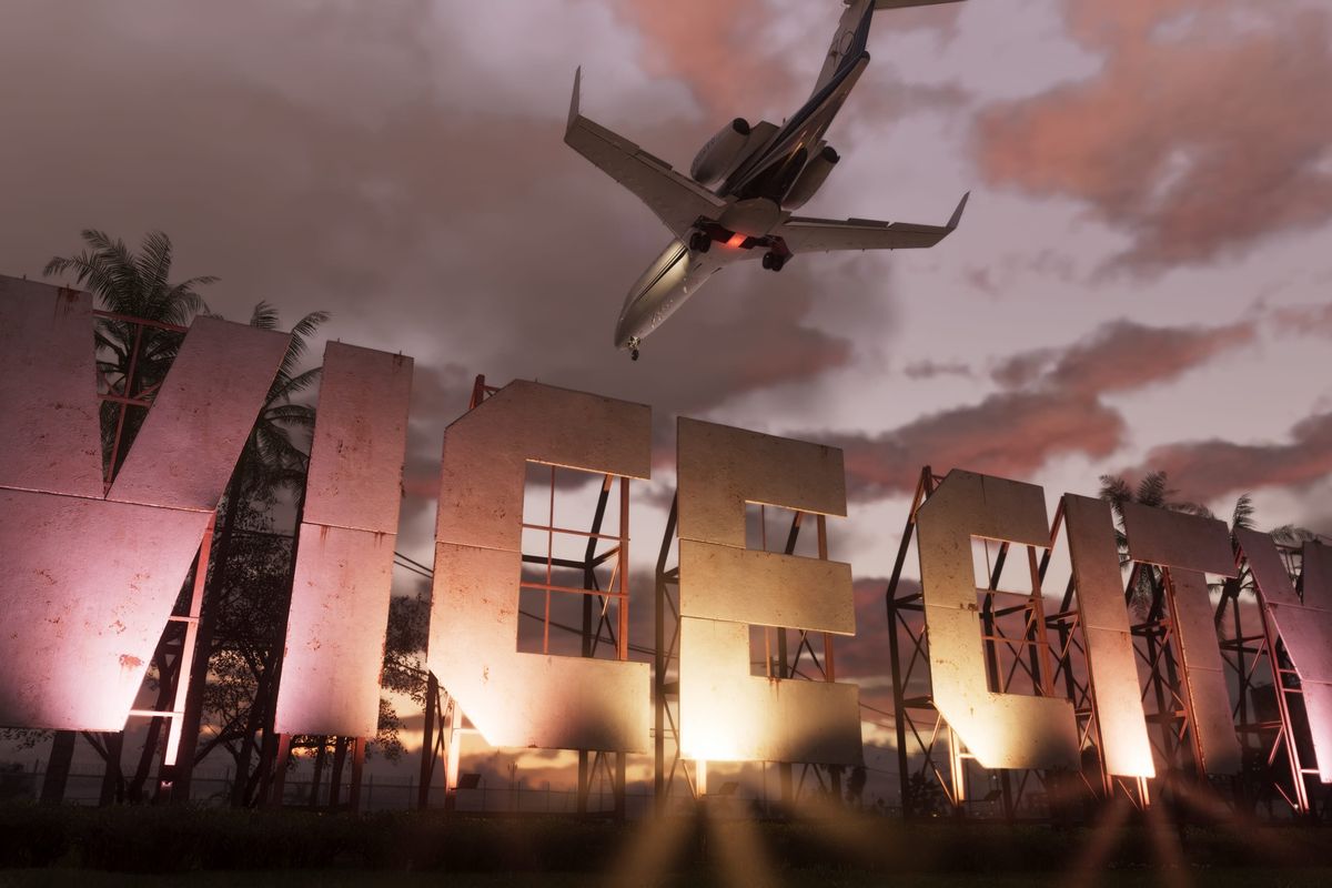 An official screenshot of the Vice City sign in GTA 6