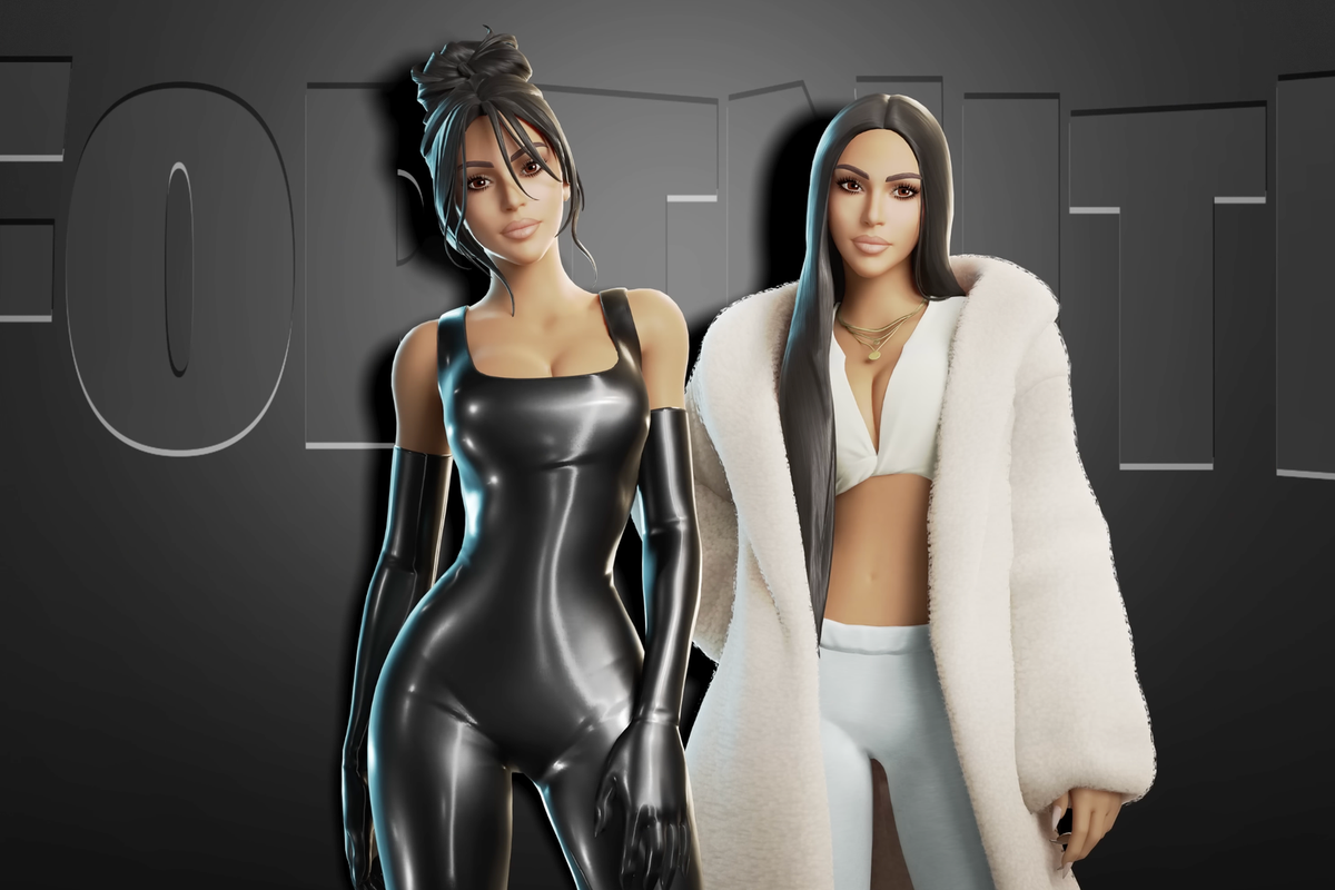 An official screenshot of two different Kim Kardashian skins in Fortnite
