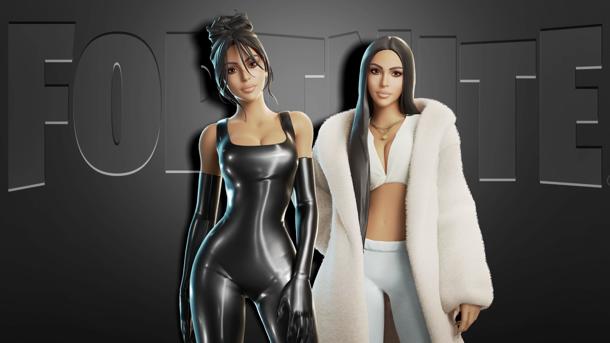 An official screenshot of two different Kim Kardashian skins in Fortnite